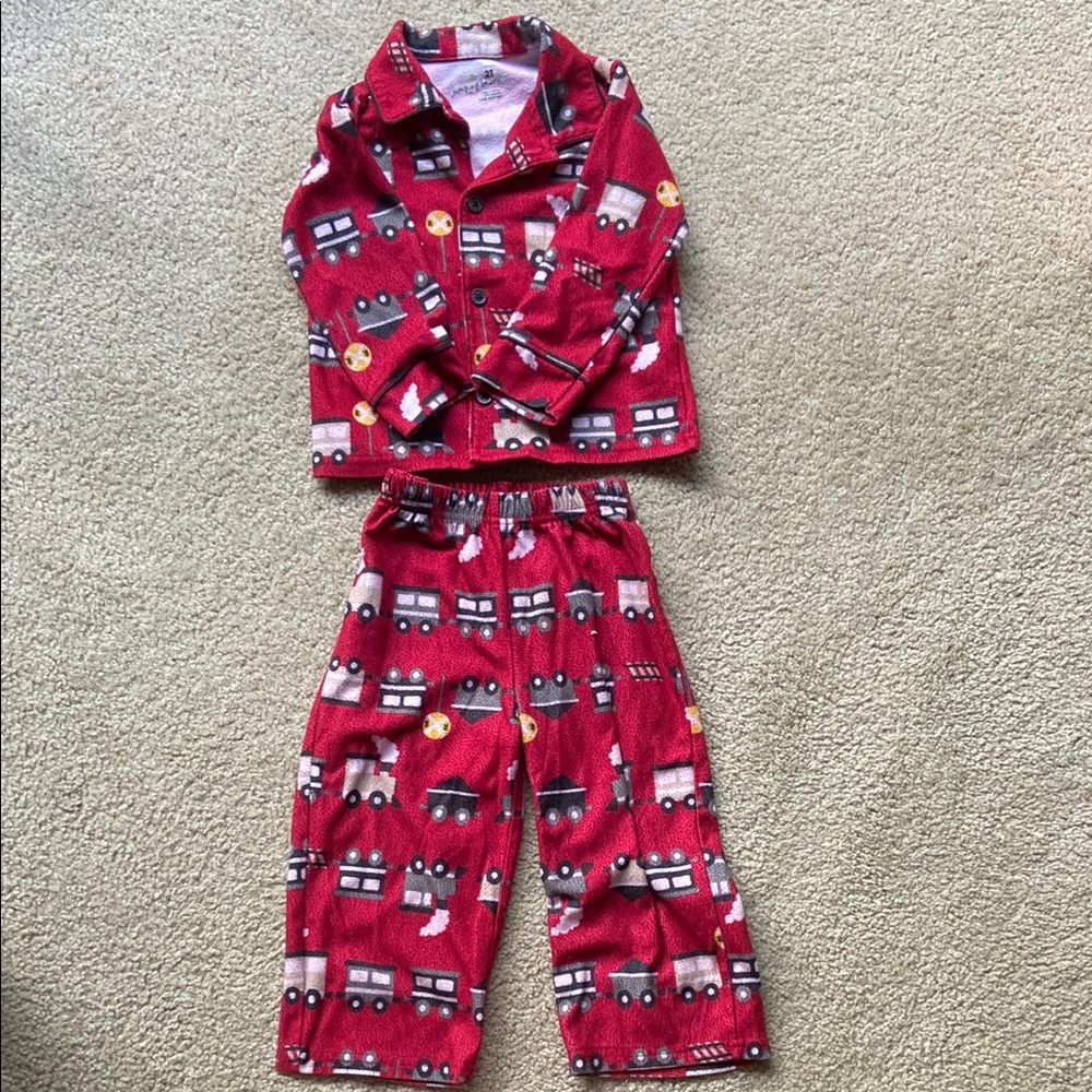 🪷Red Train Pajamas 2T